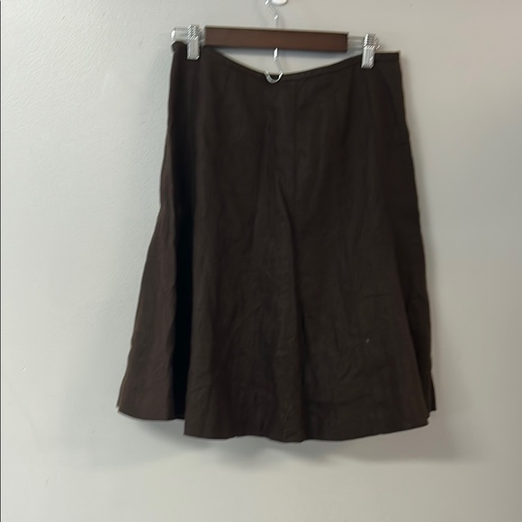 Talbots Brown A-Line Knee-Length Pleated Skirt - Picture 4 of 4